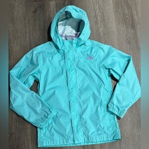 North Face Girls Rain Jacket Size 14 16 Hyvent Aqua Teal Blue Green